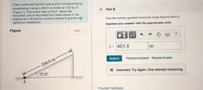 Solved Part B A Test Rocket Starting From Rest At Point A Is | Chegg.com