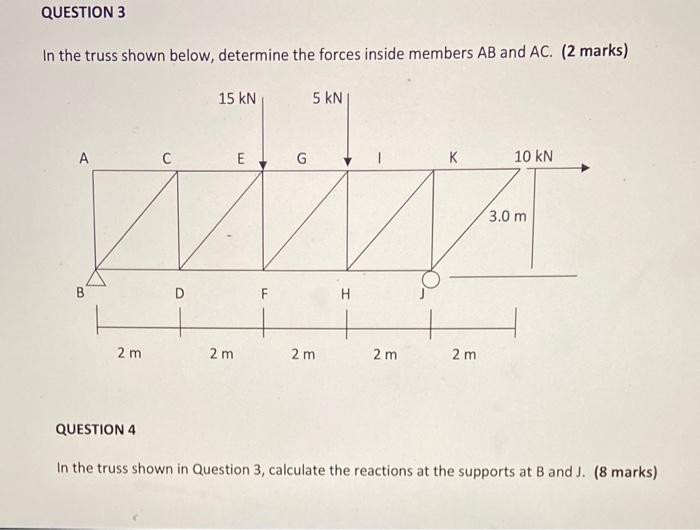 Solved In the truss shown below, determine the forces inside | Chegg.com