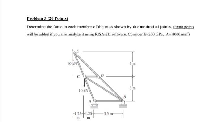 Solved Problem 5 (20 Points) Determine the force in each | Chegg.com