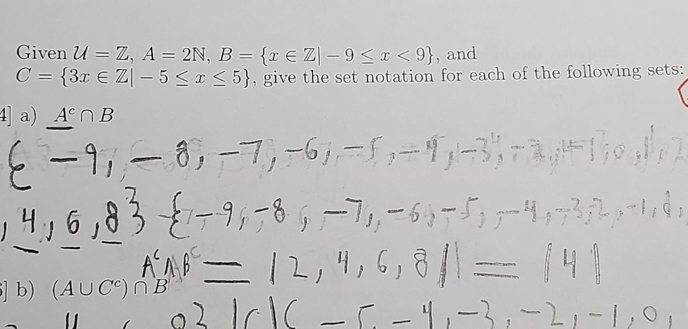 Solved Given U=Z,A=2N,B={x∈Z∣−9≤x