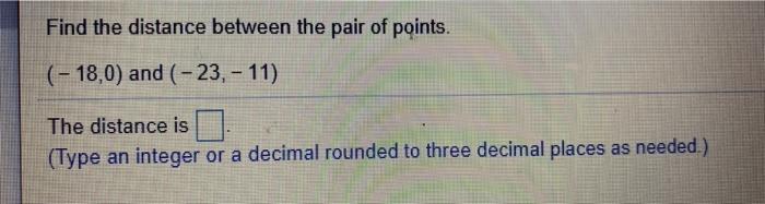 Solved Find the distance between the pair of points. (- | Chegg.com