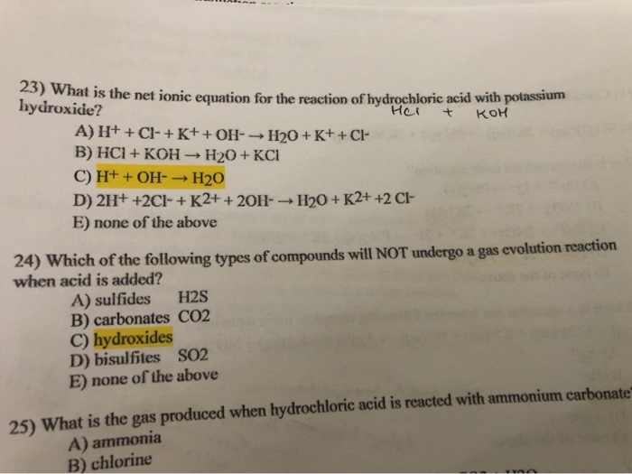 25 What Is The Ionic Equation For The Reaction Chegg 