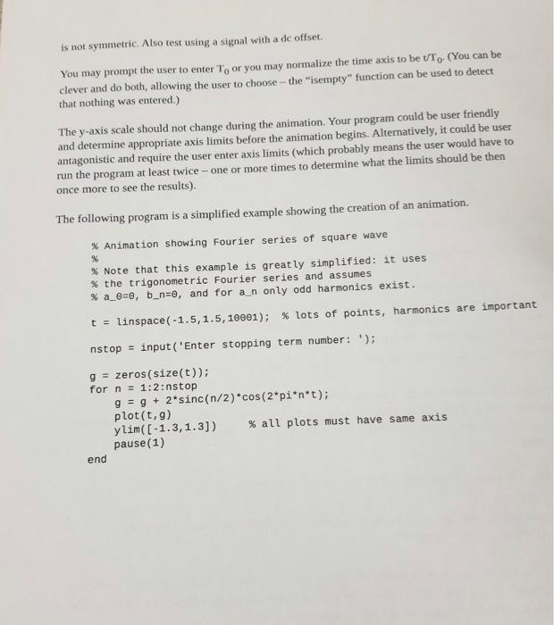 Solved Write a MATLAB program (script) which creates an | Chegg.com