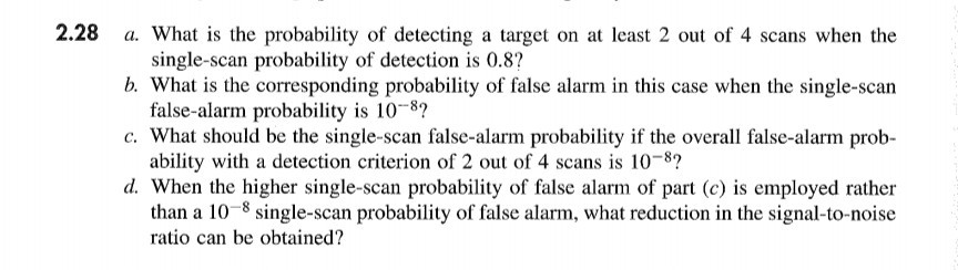 Solved 2.28 a. What is the probability of detecting a target | Chegg.com