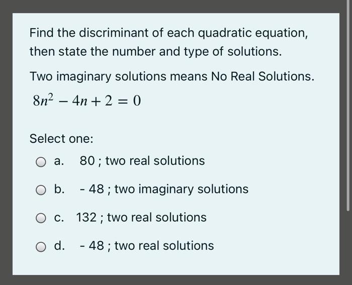solved-find-the-discriminant-of-each-quadratic-equation-chegg