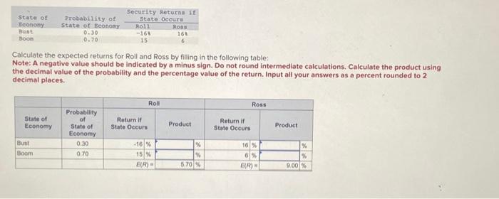 Solved Calculate the expected returns for Roll and Ross by | Chegg.com