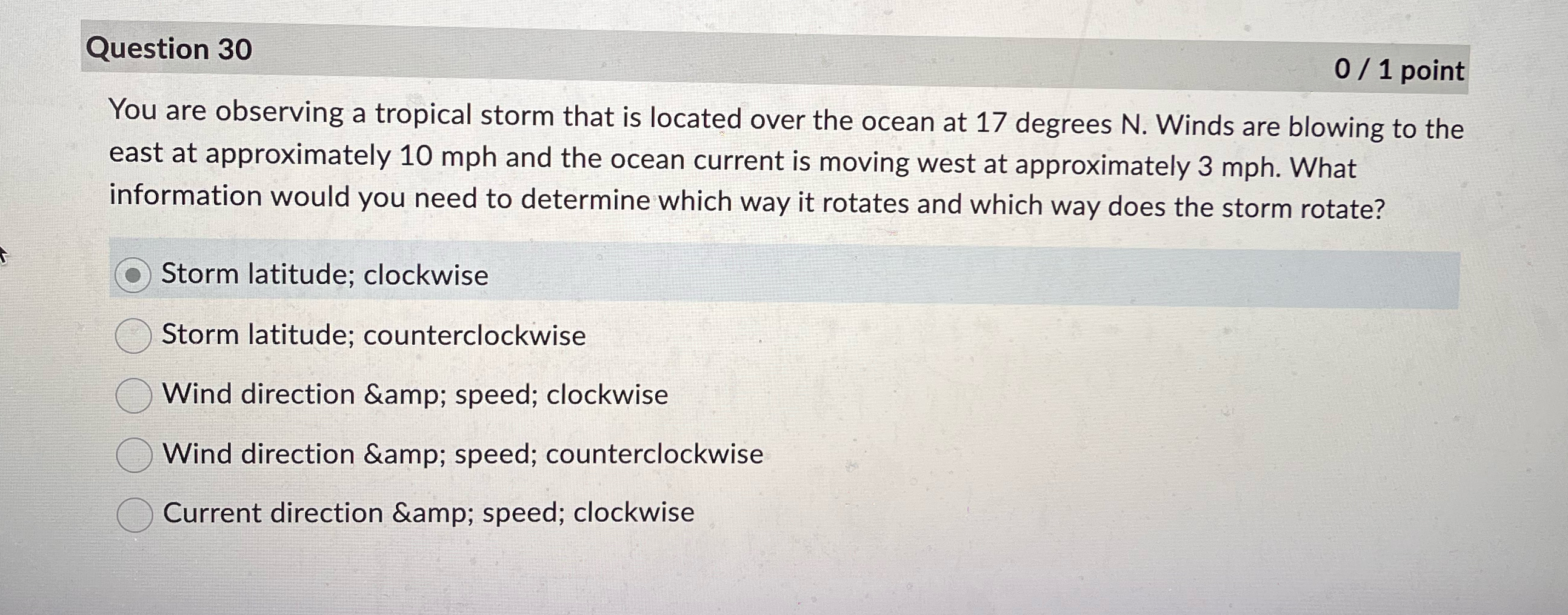 Solved Question 3001 ﻿pointYou are observing a tropical | Chegg.com