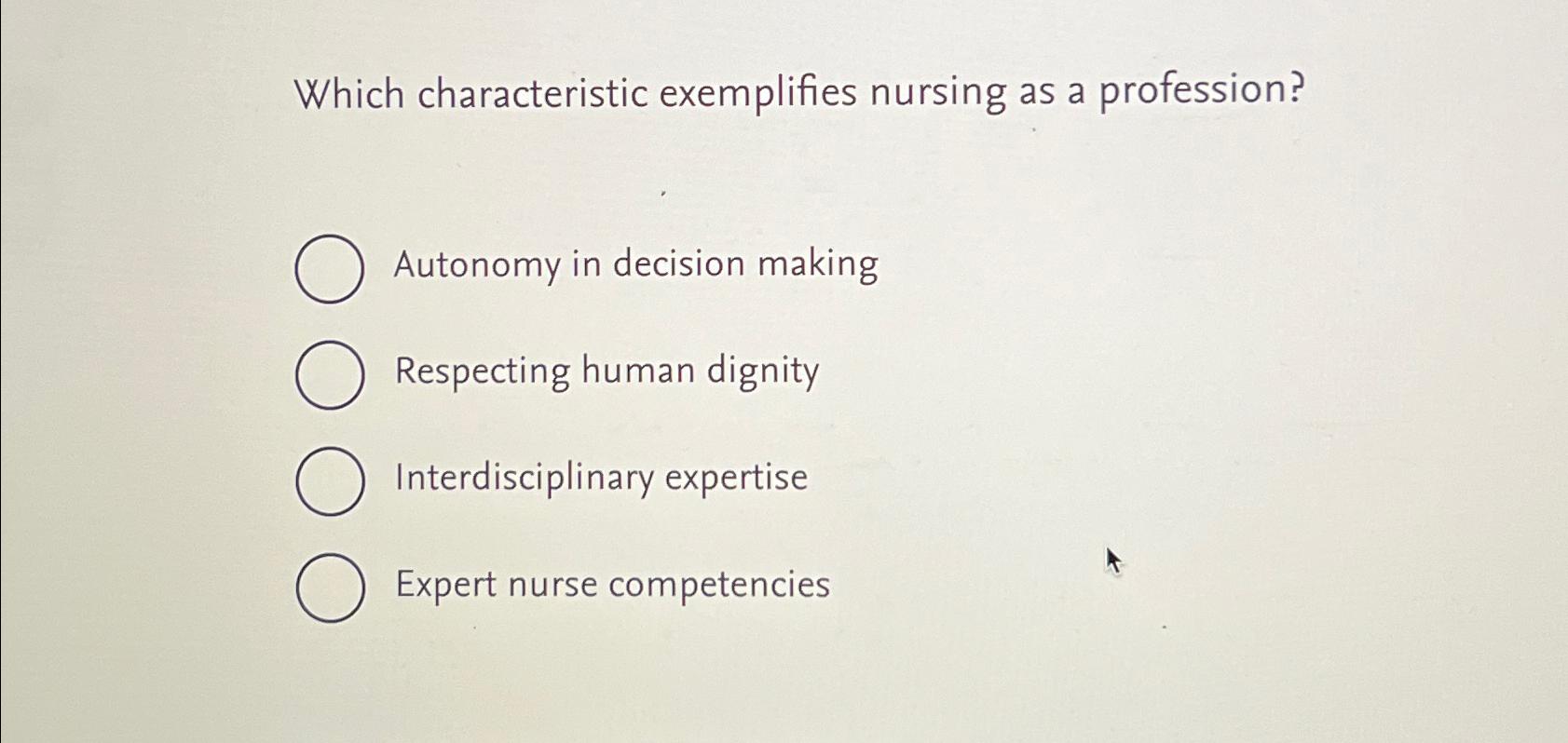 Which Characteristic Exemplifies Nursing as a Profession-Core Professional Qualities