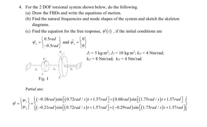 Solved 4. For the 2 DOF torsional system shown below, do the | Chegg.com