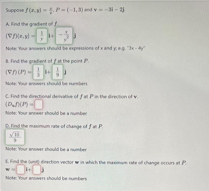 Solved Suppose F X Y Yx P −1 3 And V −3i−2j A Find The