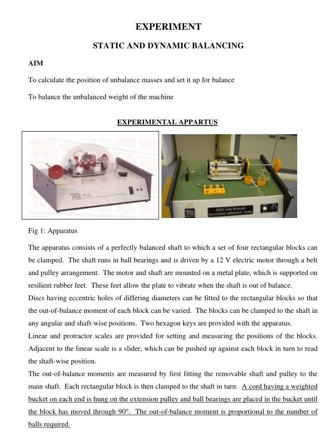 dynamic balancing experiment