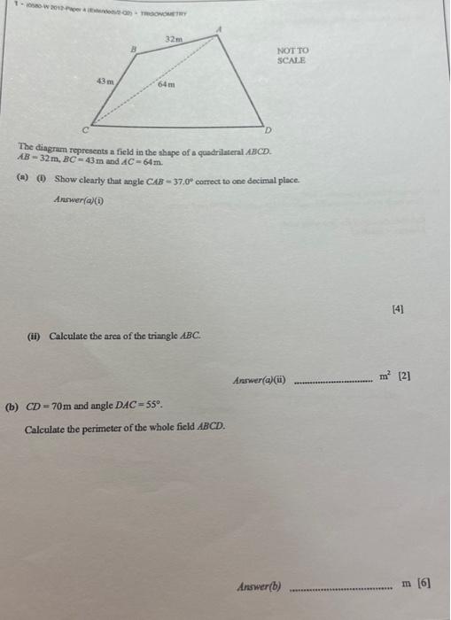 Solved The diagram represents a field in the shape of a | Chegg.com