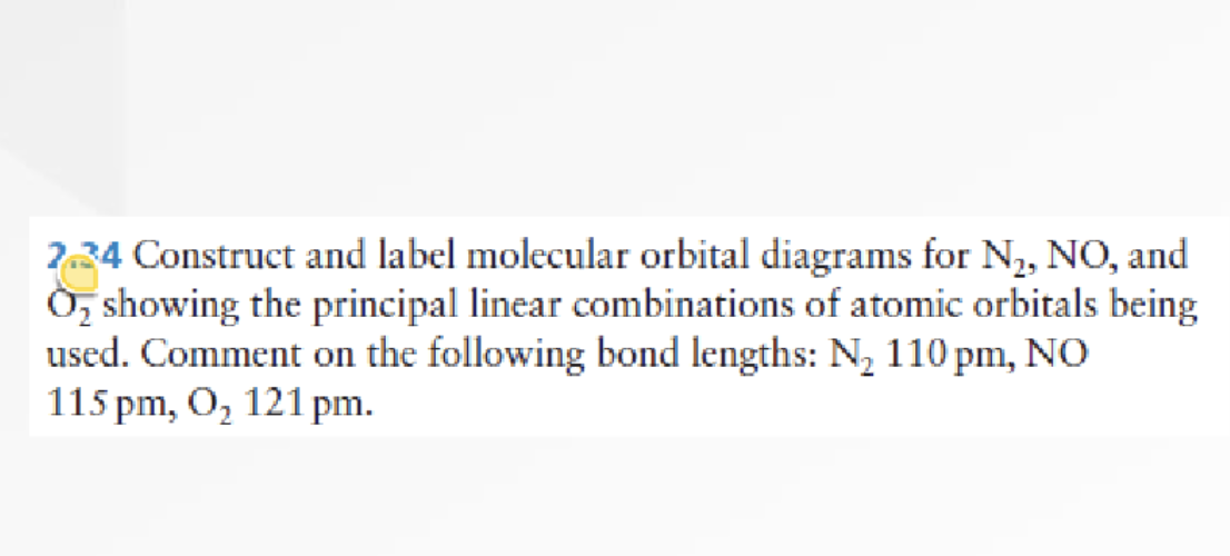 Solved 2.34 ﻿Construct and label molecular orbital diagrams | Chegg.com