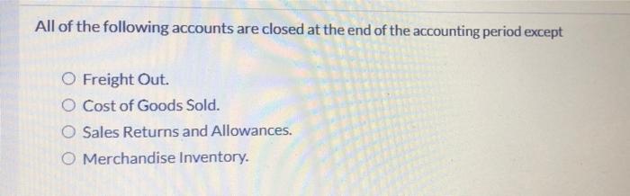 Solved All Of The Following Accounts Are Closed At The End | Chegg.com