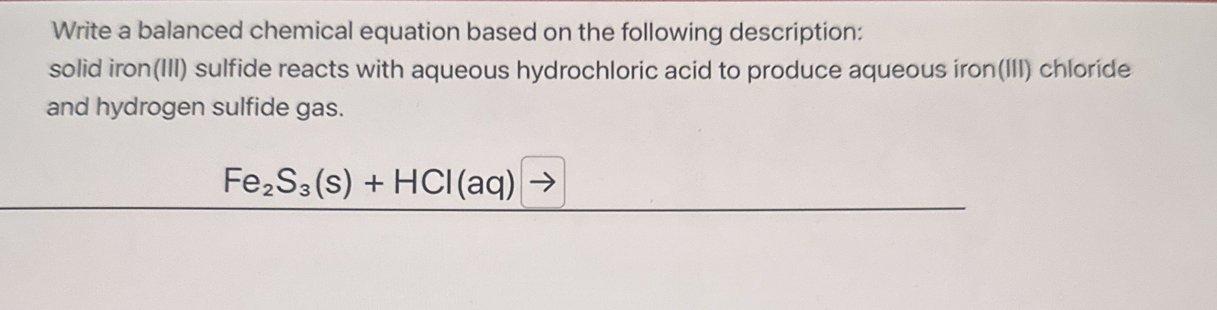 Solved Write a balanced chemical equation based on the | Chegg.com
