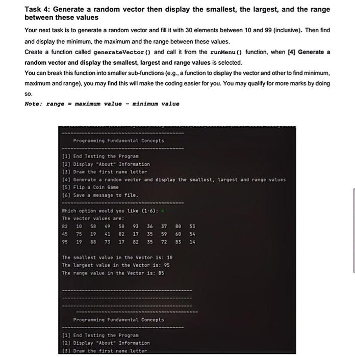 Solved Task 1: Create and Display a Menu Your first task is | Chegg.com