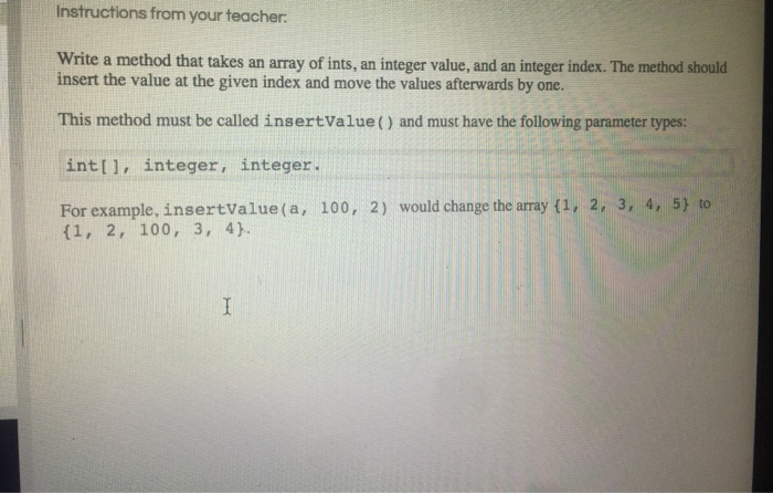 Solved Instructions from your teacher Write a method that | Chegg.com