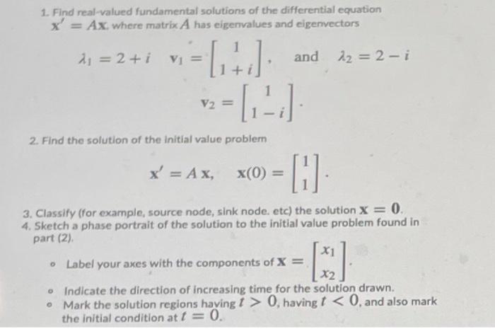 Solved 1. Find real-valued fundamental solutions of the | Chegg.com