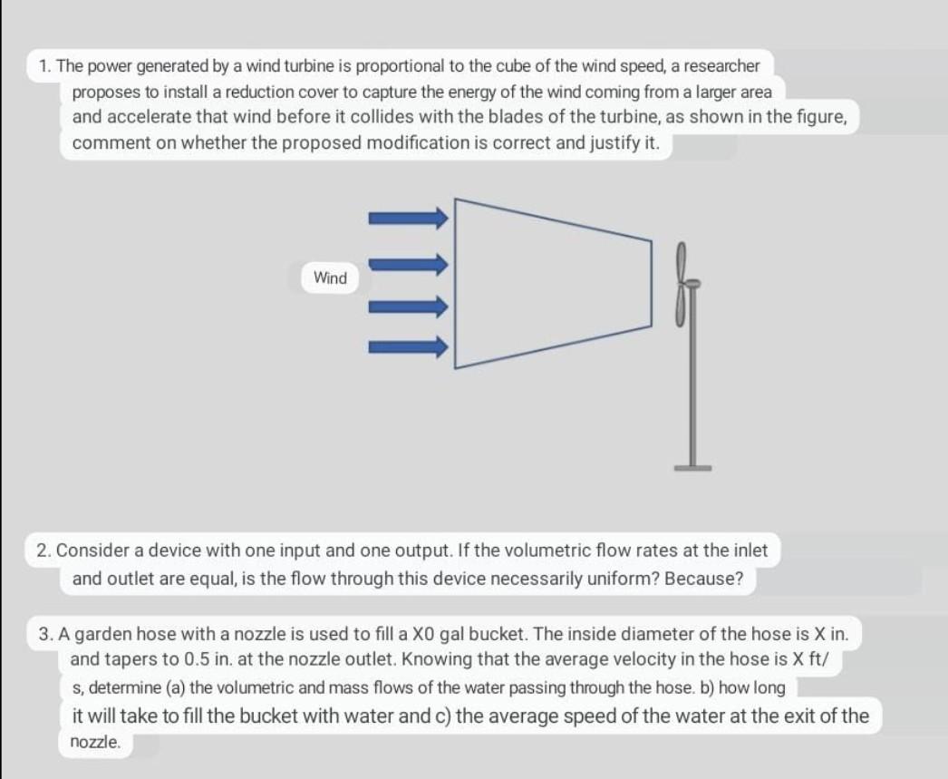 Solved 1. The power generated by a wind turbine is | Chegg.com