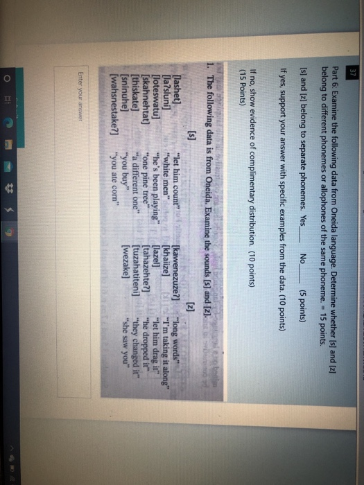 37 Part 6 Examine the following data from Oneida