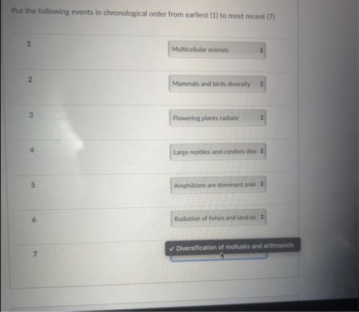 Solved Put The Following Events In Chronological Order From | Chegg.com