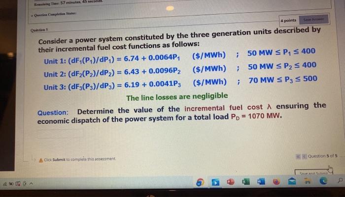 Solved Consider a power system constituted by the three | Chegg.com