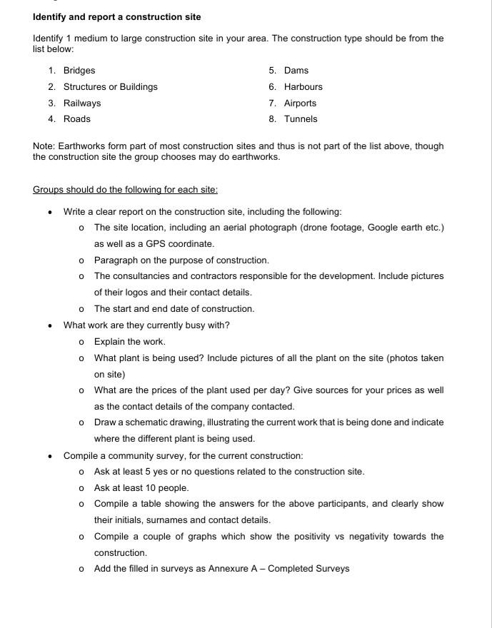 Identify and report a construction site Identify 1 | Chegg.com