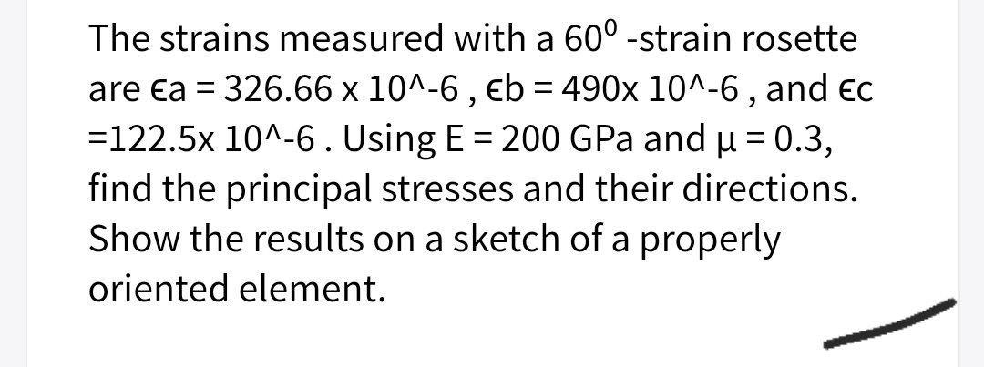 Solved The strains measured with a 60° -strain rosette are | Chegg.com