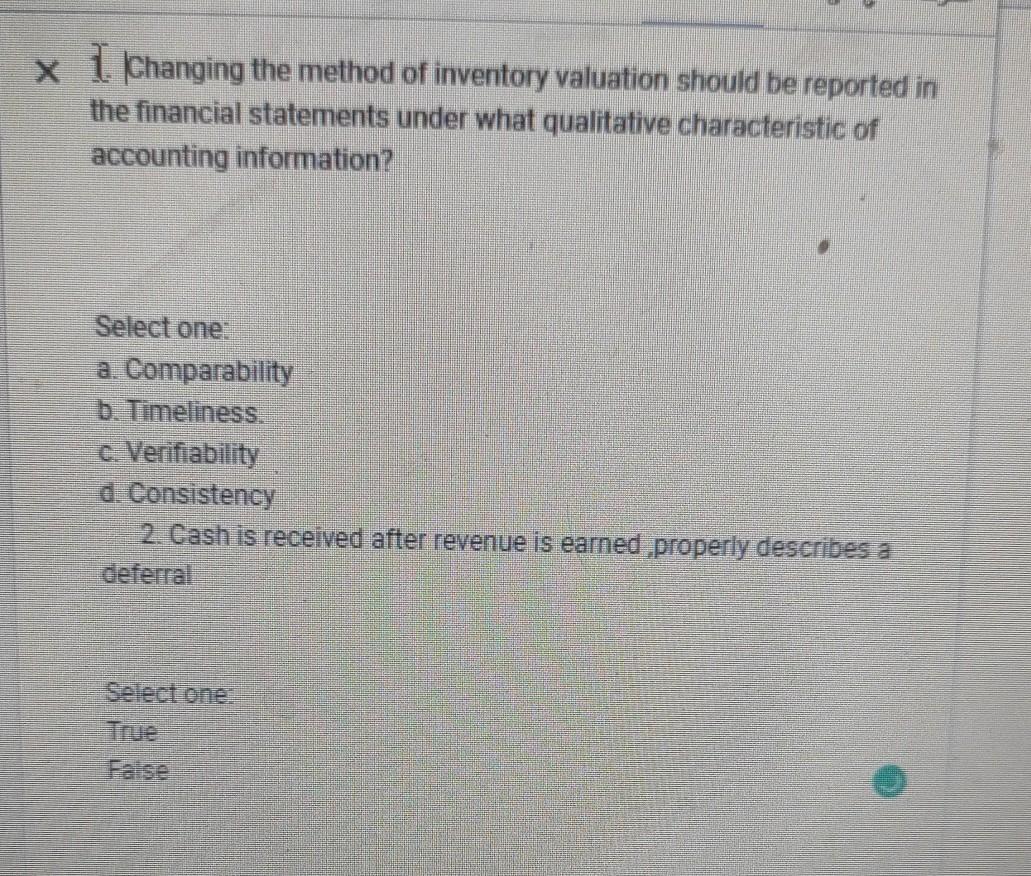 Solved X 1 Changing The Method Of Inventory Valuation Should Chegg