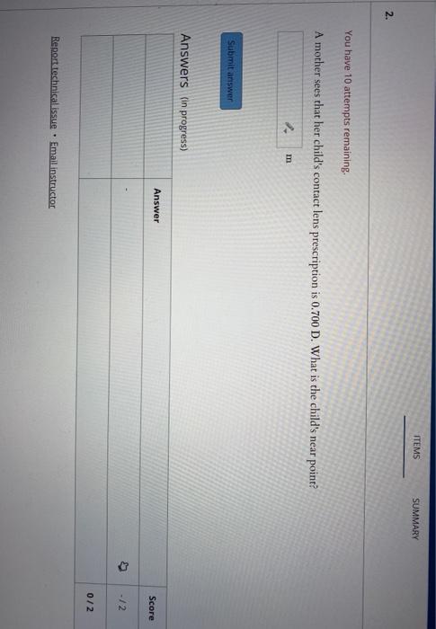 Solved ITEMS SUMMARY 2. You have 10 attempts remaining, A | Chegg.com