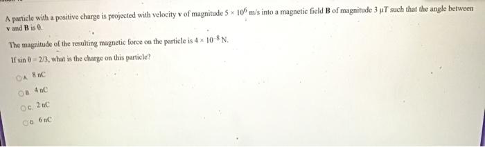Solved A particle with a positive charge is projected with | Chegg.com