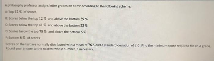 Solved A Philosophy Professor Assigns Letter Grades On A | Chegg.com