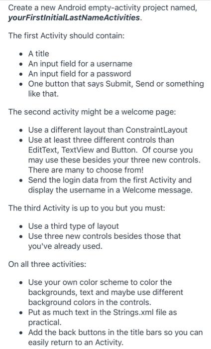 Solved Create a new Android empty-activity project named, | Chegg.com
