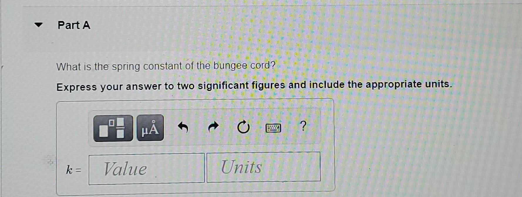 Solved A 83 g bungee cord has an equilibrium length of 1.20