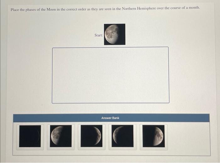 Solved Place The Phases Of The Moon In The Correct Order As | Chegg.com