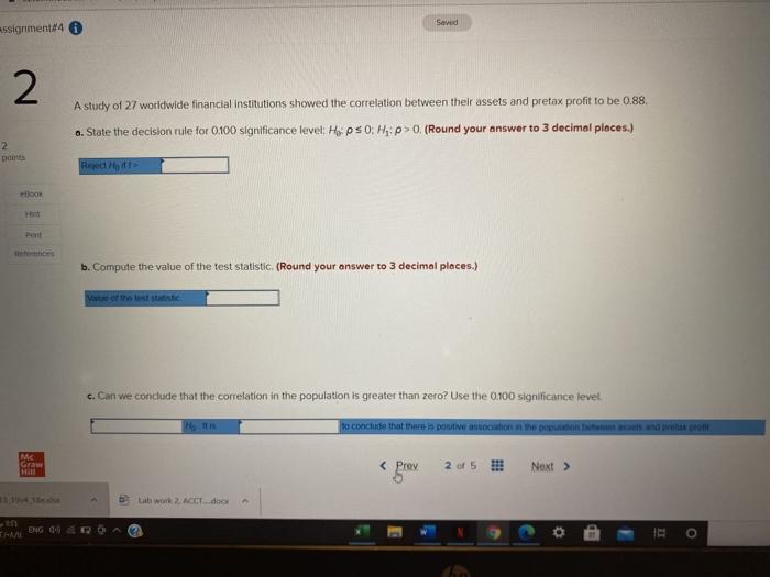 Solved Saved Assignment 2 A Study Of 27 Worldwide Financial | Chegg.com