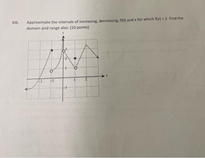 Solved XIII. Approximate the intervals of increasing, | Chegg.com