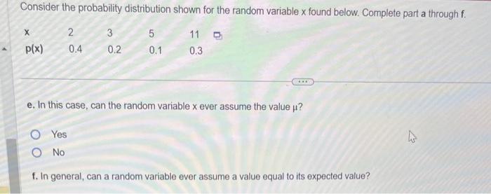 Solved Consider the probability distribution shown for the | Chegg.com