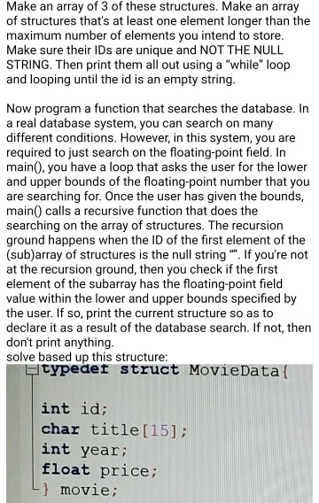 Solved Make an array of 3 of these structures. Make an array | Chegg.com