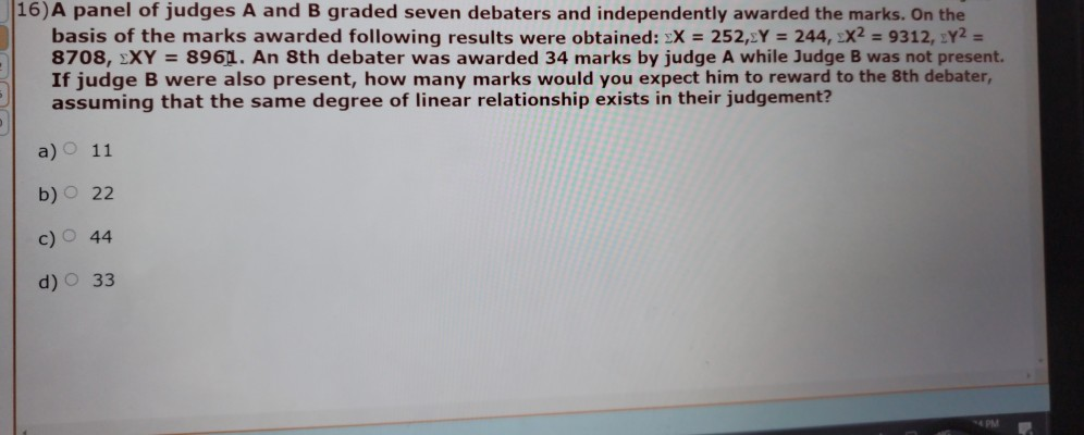 Solved (16) A Panel Of Judges A And B Graded Seven Debaters | Chegg.com