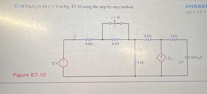 Solved E7 10 Find Is T For T 0 In Fig E7 10 Using The