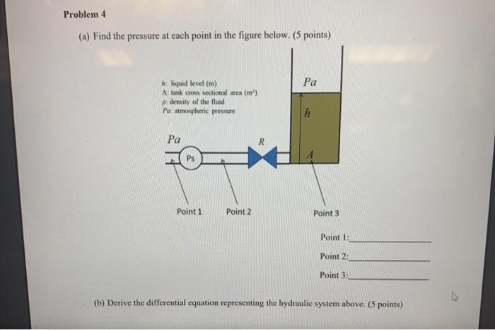 Solved Problem 4 (a) Find the pressure at each point in the | Chegg.com