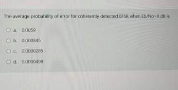 Solved The average probability or error for coherently | Chegg.com