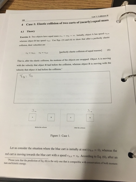 Solved La Collisions Il 4 Case 1: Elastic collision of two | Chegg.com