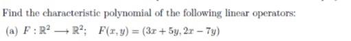 Solved Find The Characteristic Polynomial Of The Following | Chegg.com