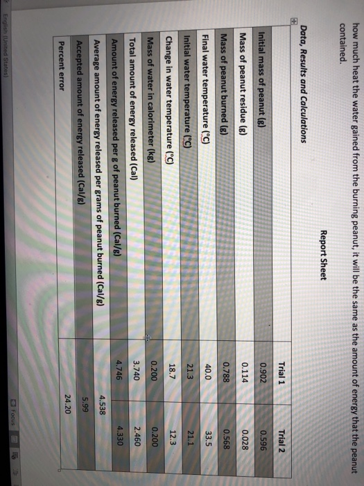 Solved Lab 9 Exp. 428 Calorie Content of a Peanut When