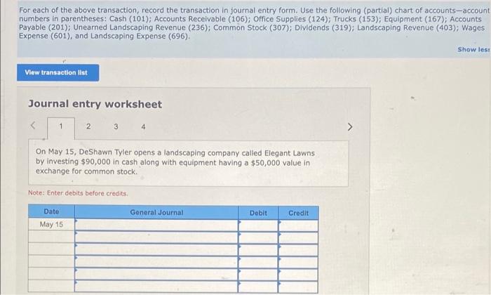Solved For each transaction (1) analyze the transaction | Chegg.com