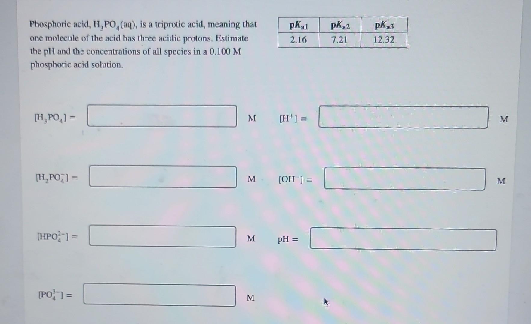 Solved Phosphoric Acid H3PO4 Aq Is A Triprotic Acid Chegg Com