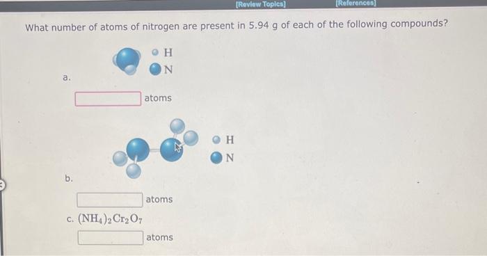 Solved What number of atoms of nitrogen are present in 5.94 | Chegg.com