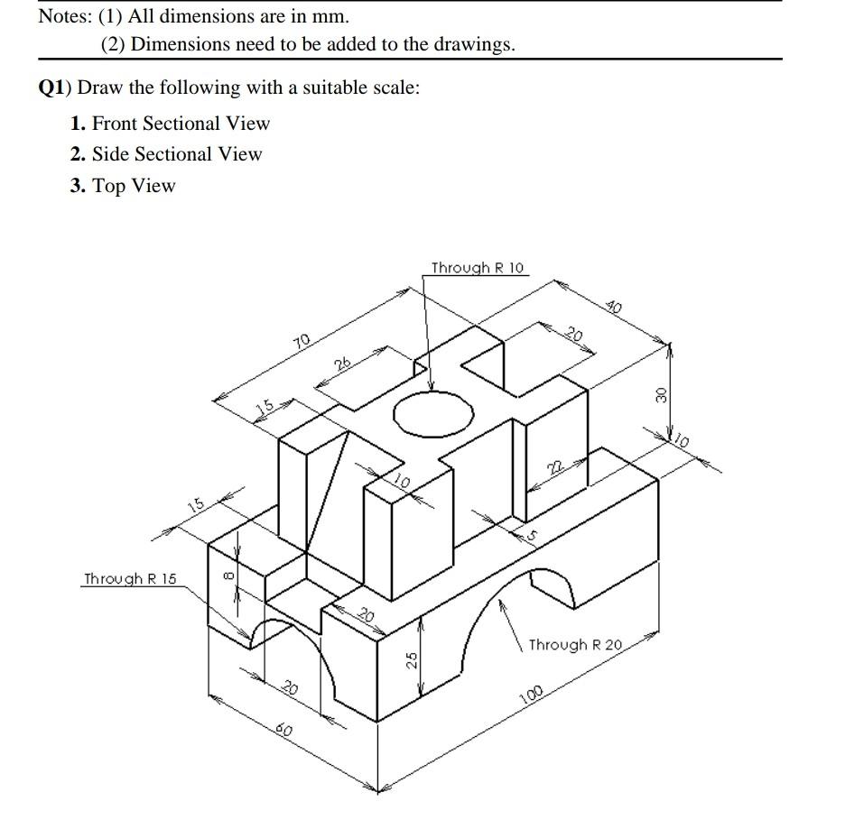 Solved Notes: (1) All dimensions are in mm. (2) Dimensions